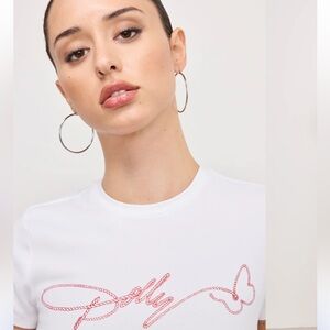 Good American White Tee with Red Graphic